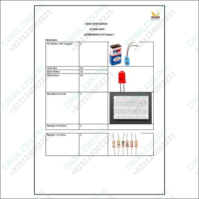 Soar Stem school AY 2024-25 Component list for Grade 4