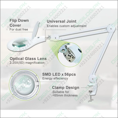 Proskit MA 1209 Clip-on 5D Magnifying Glass LED Light - Perfect for Tool Repair and Detailed Work