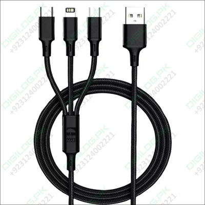 Buy Online WBM Smart 3-in-1 USB Metal-Braided Charging Cable In Pakistan