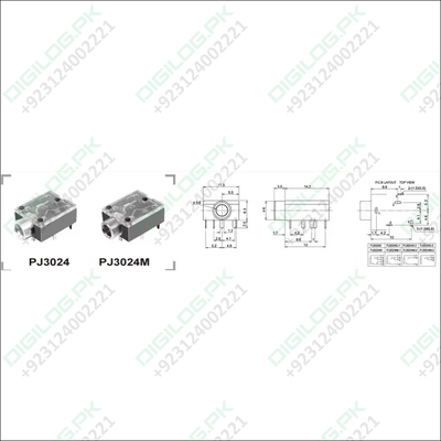 With Fitting Nut 3.5mm 1/8 Female Audio Connector 5 Pin DIP Stereo Headphone Jack PJ3024M