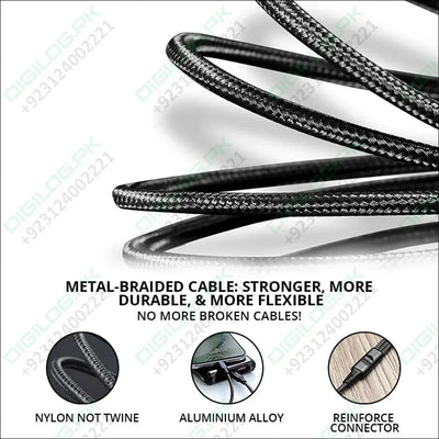 Buy Online WBM Smart 3-in-1 USB Metal-Braided Charging Cable In Pakistan